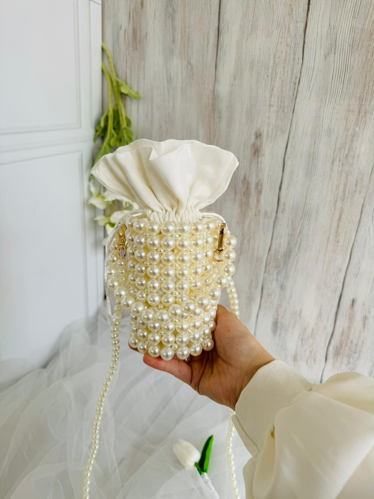 İnci Keseli Gelin Çantası